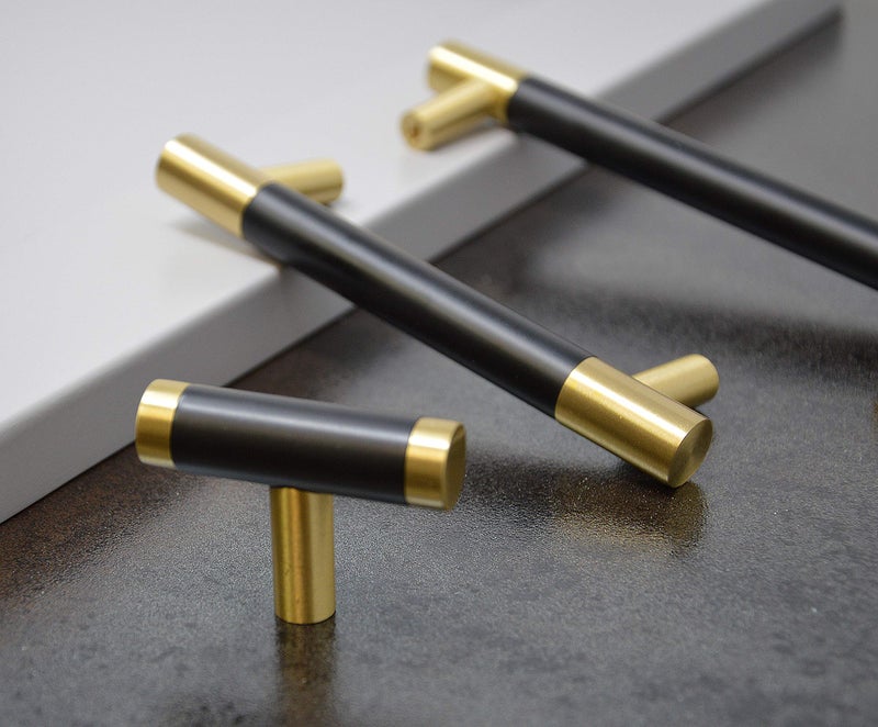 Linkaa 5 Pack ä¸¨Kitchen Cabinet Knobs Handles Gold Drawer Pulls with Black Planting,Single Hole Drawer Knobs for Kitchen Cabinet Dresser Knobs Black (5 Packï¼ŒKnobï¼ŒSolid Brass) - Image 5